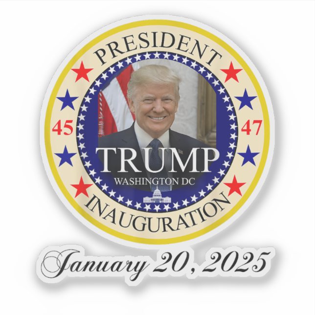 Pegatina Día de la Inauguración del Presidente Donald Trump (Anverso)