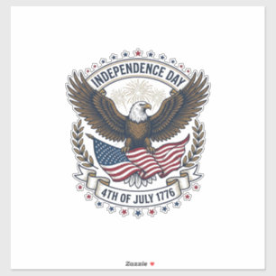 Pegatina Día de la Independencia Águila Bandera Camiseta Vi