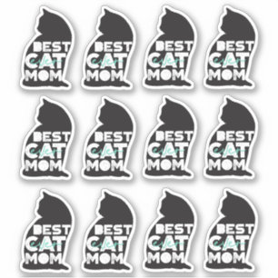 Pegatina Día de la Madre Divertido Azul Mejor Mamá de Gatos