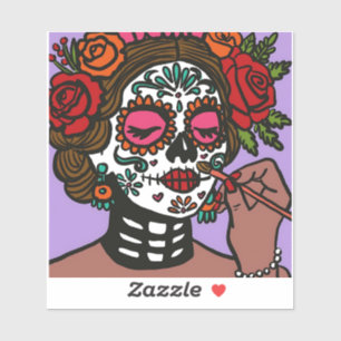 Pegatina Día de la Mano Muerta dibujó a Catrina
