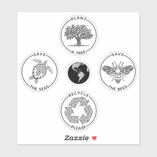 Pegatina Día de la Tierra salve el planeta (Hoja)