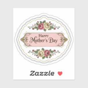 Pegatina Día de las Madres Retro Feliz Floral Estética Vint