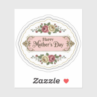 Pegatina Día de las Madres Retro Feliz Floral Estética Vint
