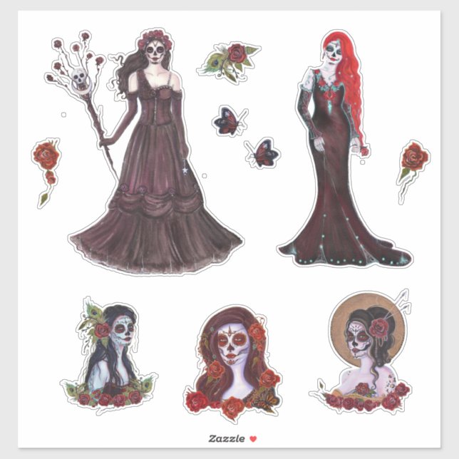 Pegatina Día de los chicas muertos por Renee Lavoie (Hoja)