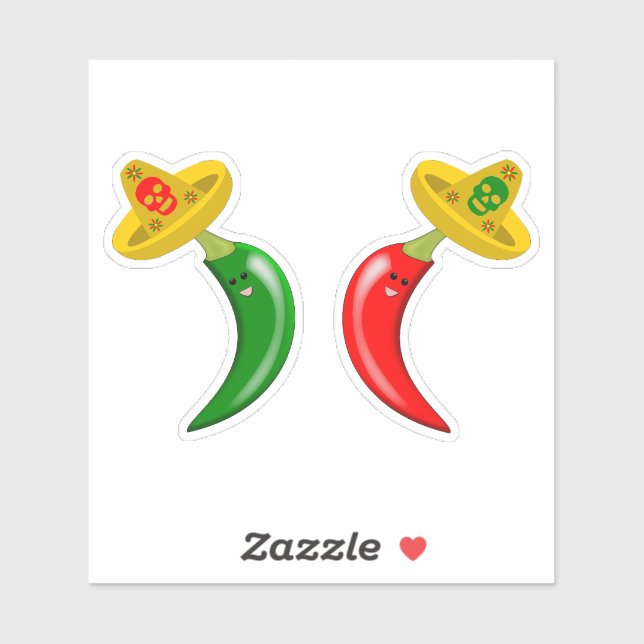 Pegatina Día de los Muertos Chilis Mexicanos (Hoja)