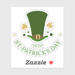 Pegatina Día de San Patricio reza gorra y shamrock