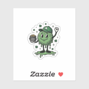 Pegatina Día de San Patricio Slime Mascota Camiseta Vector 