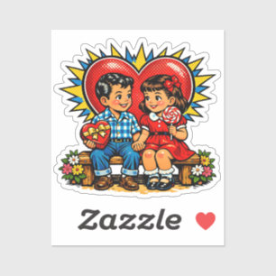 Pegatina Día de San Valentín Arte Pop Retro Vintage