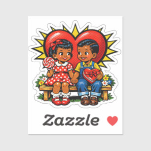 Pegatina Día de San Valentín Arte Pop Vintage Retro