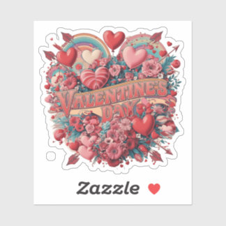 Pegatina Día de San Valentín, clipart retro