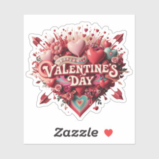 Pegatina Día de San Valentín, clipart retro
