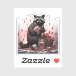 Pegatina Día de San Valentín de poesía de Raccoon basura