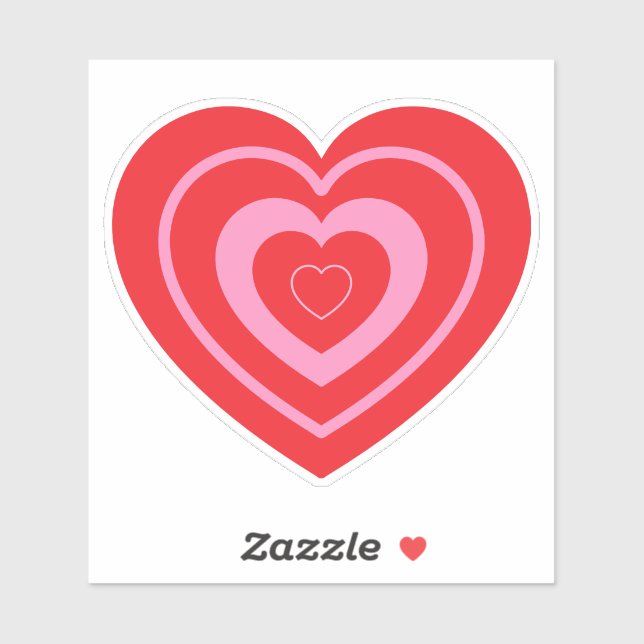 Pegatina Día de San Valentín Rosa y Rojo Dos Tones Corazón (Hoja)