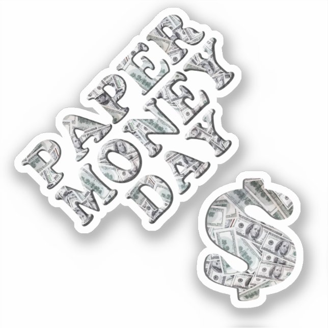 Pegatina Día del dinero en papel (Anverso)