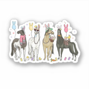 Pegatina Día divertido de Pascua de caballo granja animal c