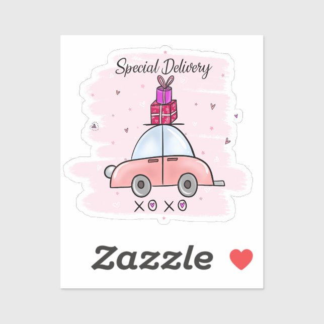 Pegatina Día especial de San Valentín de entrega (Hoja)