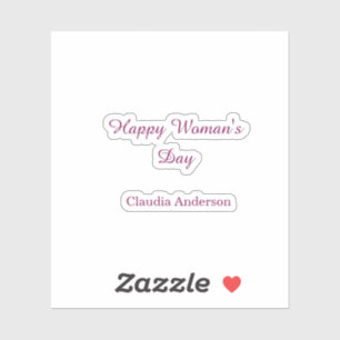 Pegatina día feliz de la mujer nombre rosa estilo caligrafí