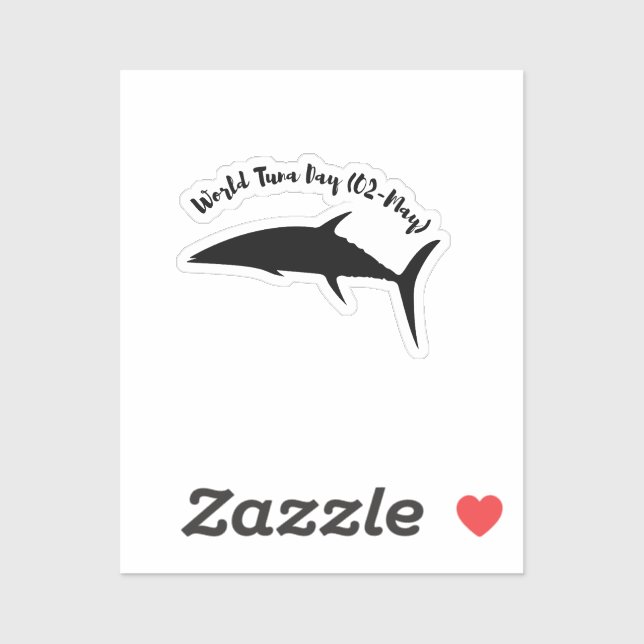 Pegatina Día Mundial del Atún 2 de mayo de blanco negro (Hoja)