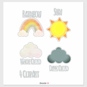 Pegatina Día Soleado Clima Nublado Proyecto Escolar ClipArt