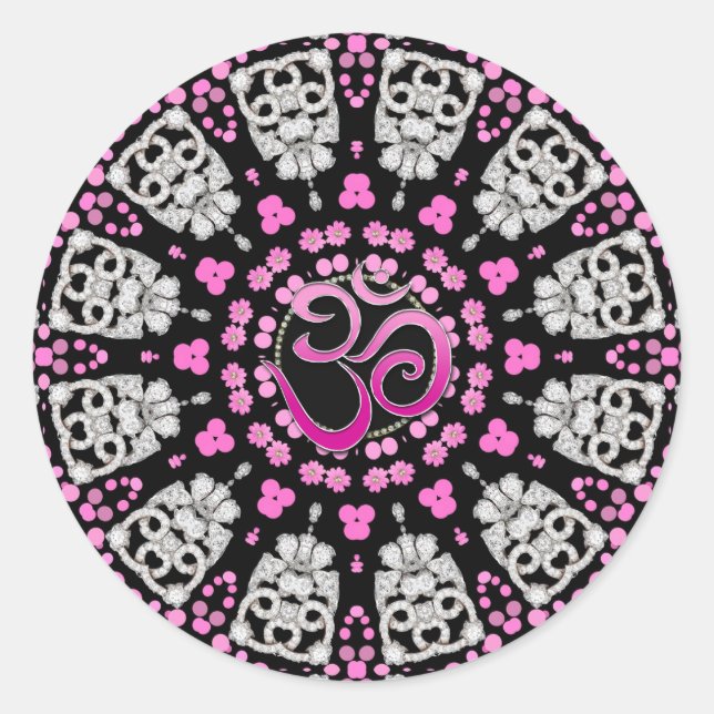 Pegatina Diamond Pink Om Mandala (Anverso)