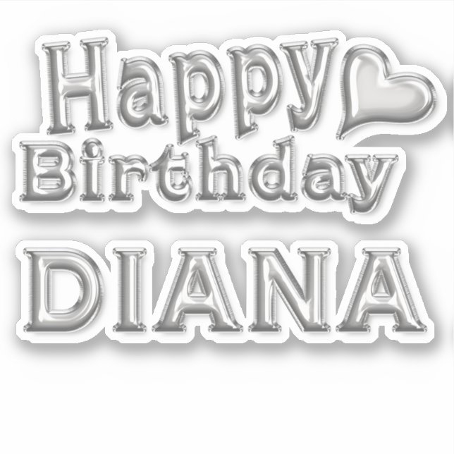 Pegatina Diana Happy Birthday silver Aufkleber Sticker (Anverso)