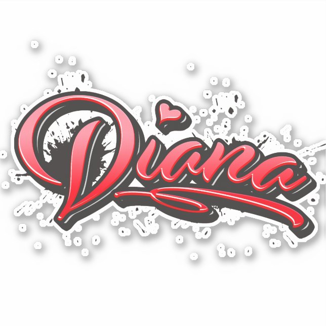 Pegatina Diana red Heart Graffiti Aufkleber Sticker (Anverso)