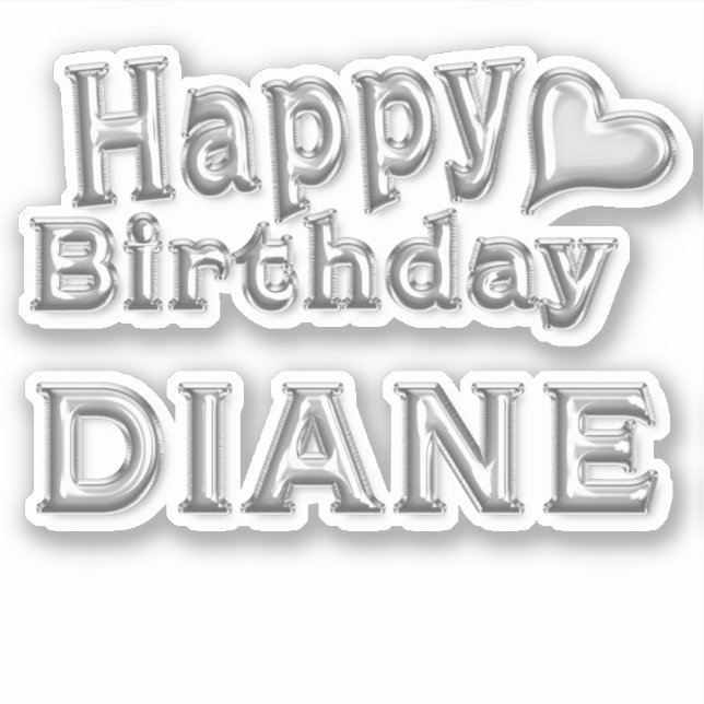 Pegatina Diane Happy Birthday silver Aufkleber Sticker (Anverso)