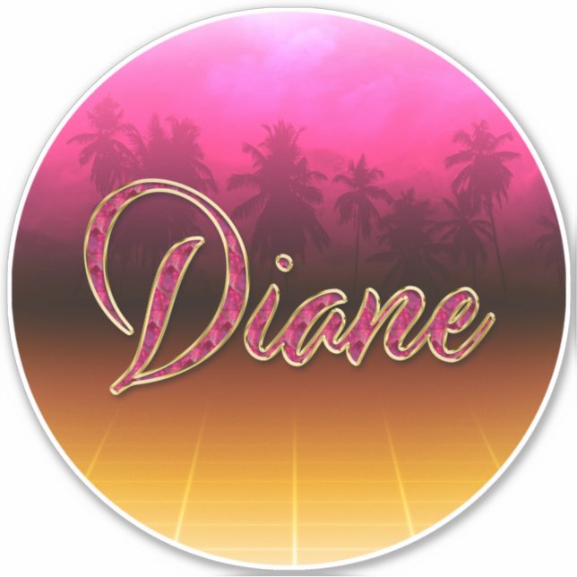 Pegatina Diane Vorname Name golden pink Aufkleber Sticker (Anverso)