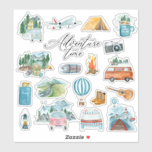 Pegatina Diario Camp Caravan Adventure Road Trip Bullet