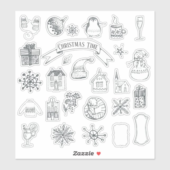 Pegatina Diario de viñetas de invierno de vacaciones de nav (Hoja)