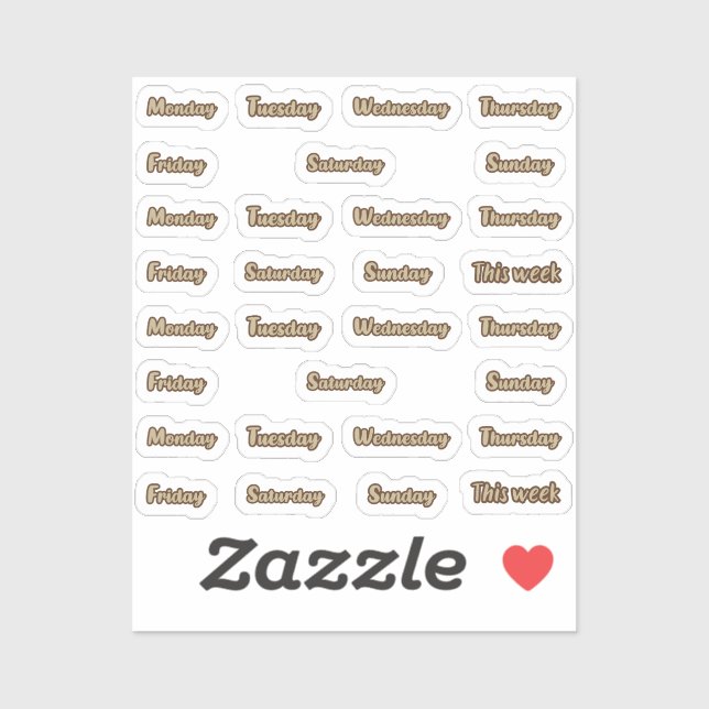 Pegatina Días de la semana cursiva (Hoja)
