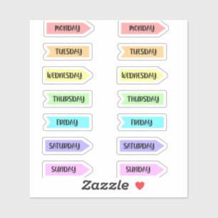 Pegatina Días de la semana Pastel Rainbow Planner Script
