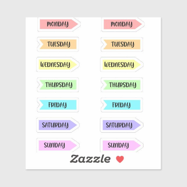 Pegatina Días de la semana Pastel Rainbow Planner Script (Hoja)