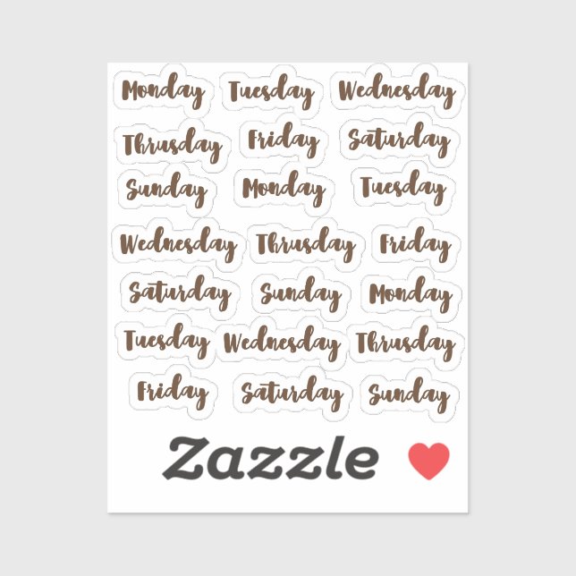 Pegatina Días de la semana pincel cursivo (Hoja)