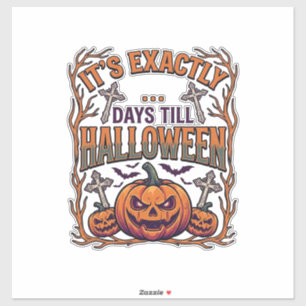 Pegatina Días Exactos Hasta Halloween Jack Lantern Murciéla