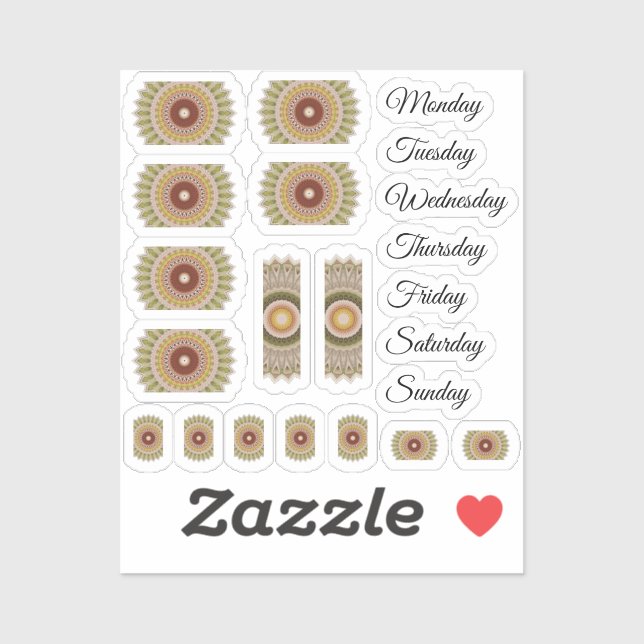 Pegatina Días personalizados de la semana Mandala (Hoja)