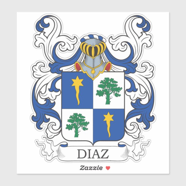 Pegatina Diaz Family Crest (Hoja)