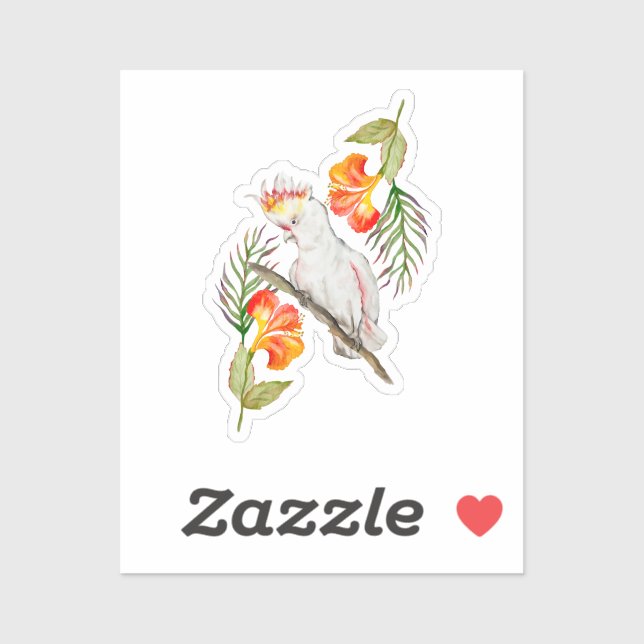 Pegatina Dibujo acuarela de un loro de cacatúa (Hoja)
