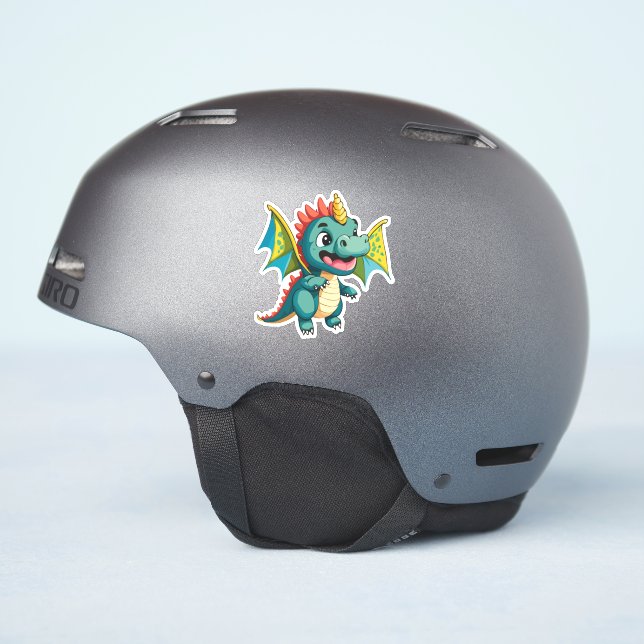 Pegatina Dibujo animado de adorable dragón bebé (Lado del casco)