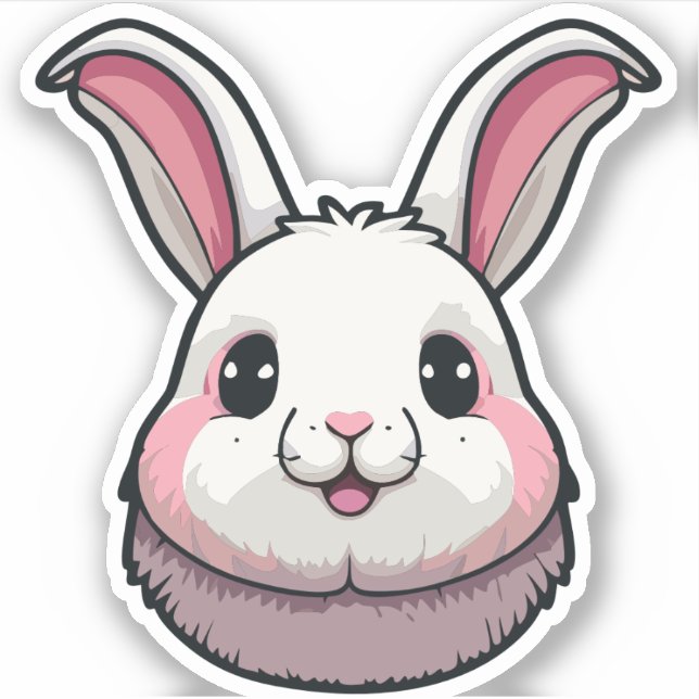 Pegatina Dibujo animado de conejo lindo (Anverso)