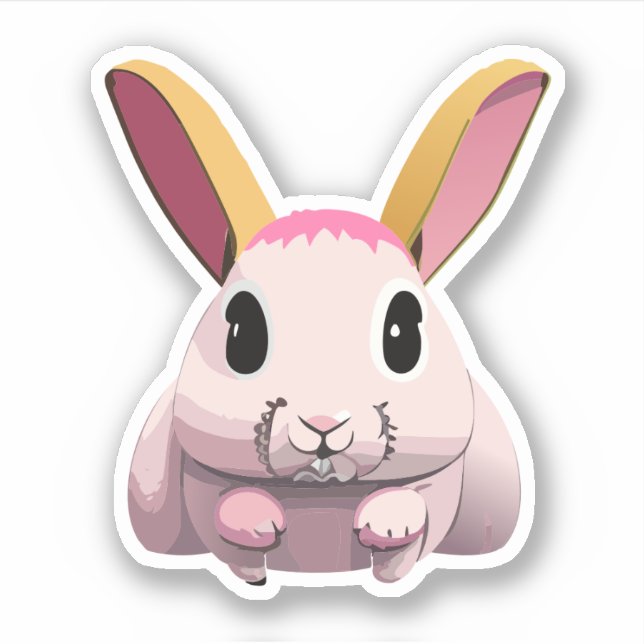 Pegatina Dibujo animado de conejo lindo (Anverso)