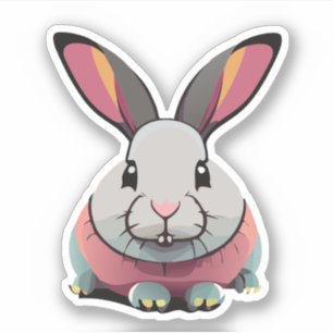 Pegatina Dibujo animado de conejo lindo
