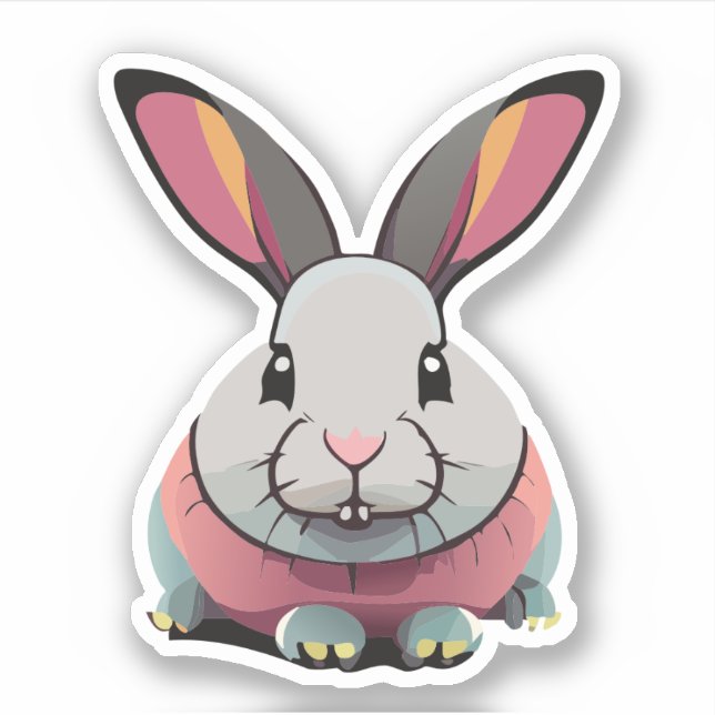 Pegatina Dibujo animado de conejo lindo (Anverso)