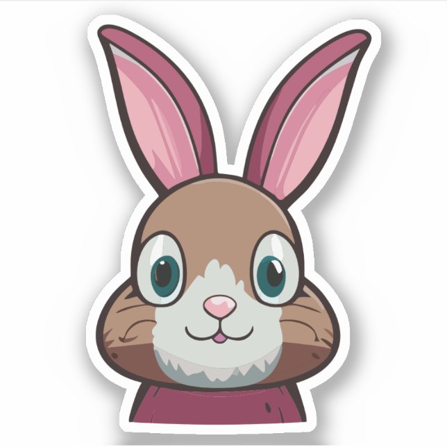 Pegatina Dibujo animado de conejo lindo (Anverso)