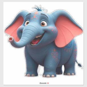 Pegatina Dibujo Animado de Elefante Bebé Adorable