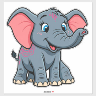 Pegatina Dibujo Animado de Elefante Bebé Adorable