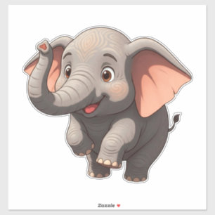 Pegatina Dibujo Animado de Elefante Bebé Adorable