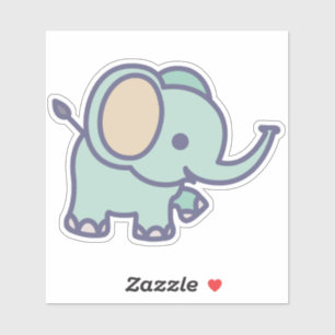 Pegatina Dibujo Animado de Elefante Bebé Adorable-47767