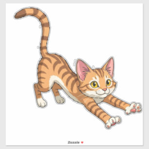 Pegatina Dibujo animado de gatito naranja juguetón
