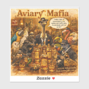 Pegatina Dibujo animado de la mafia aviar: humor de la fami